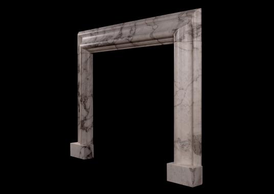 A Moulded Bolection Fireplace In Arabascato Marble Antique